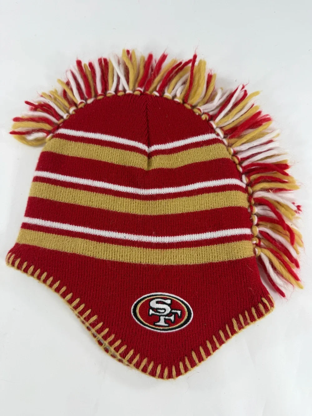 San Francisco 49ers Mohawk Beanie NFL Team Apparel Fringe Knit Winter Hat OSFM